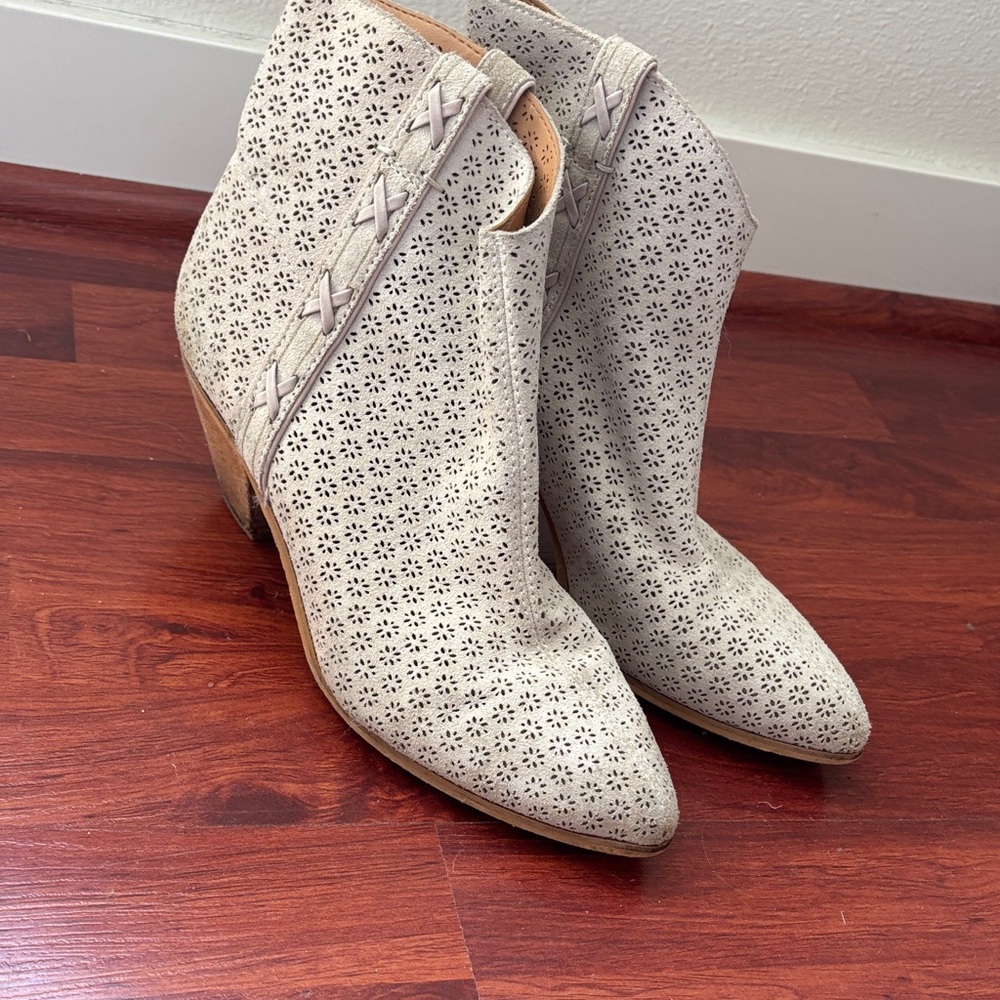 Frye Cream Eyelet Mini Cowboy Boots